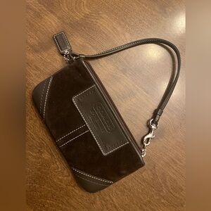 Coach suede wristlet zipper purse NWOT